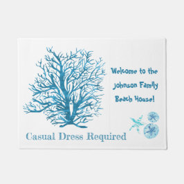 Aqua-aquamariner Sand Dollar, Korallen, Seestern Fußmatte