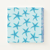 Aqua-aquamariner Seesterne-Aquarellmonogramm Notizblock (Rückseite)