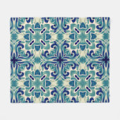 Aqua & Aquamariner Vintager mediterraner Stil Fleecedecke (Vorderseite (Horizontal))