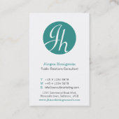 Aqua aquamariner weißer Kreis Erstmoderne Visitenkarte (Vorderseite)