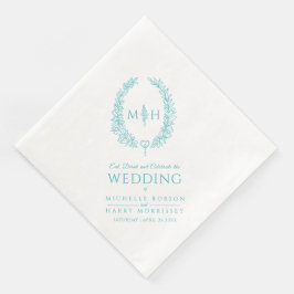 Aqua aquamarines Blatt Oval Kranz Mono Grazie Hoch Serviette