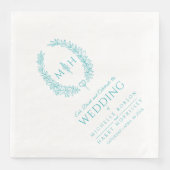 Aqua aquamarines Blatt Oval Kranz Mono Grazie Hoch Serviette (Vorderseite)