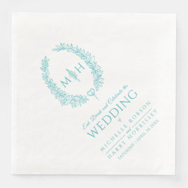 Aqua aquamarines Blatt Oval Kranz Mono Grazie Hoch Serviette