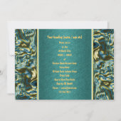 Aqua aquamarines Goldformblatt Party Einladung (Rückseite)