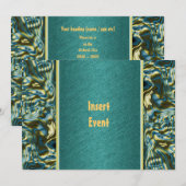 Aqua aquamarines Goldformblatt Party Einladung (Vorne/Hinten)