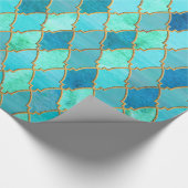 Aqua-aquamarines tadelloses Goldorientalisches Geschenkpapier (Ecke)