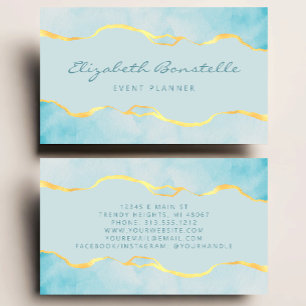 Aqua-Aquarell-Goldfolie-Luxus Visitenkarte