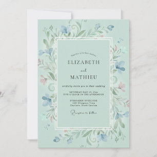 Aqua-Aquarell-Reben-Hochzeit Einladung