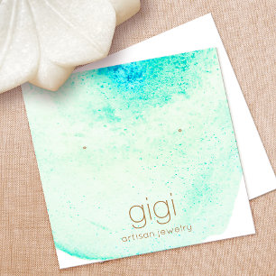Aqua-Aquarellfarben-Gestüte Earring Display Holder Quadratische Visitenkarte