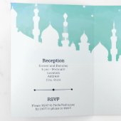 Aqua Arabian Nights Wasserfarbe Quinceñera Tri-Fol Dreifach Gefaltete Einladung (Innen Erste Seite)