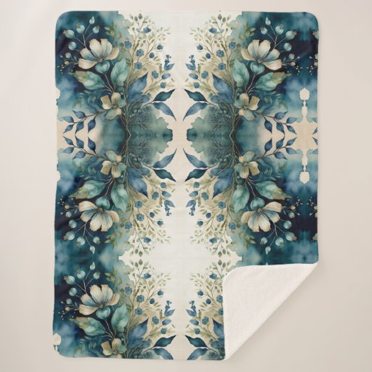 Aqua Arboretum Captivation Foliage Sherpa Blanket Sherpadecke (Vorderseite)