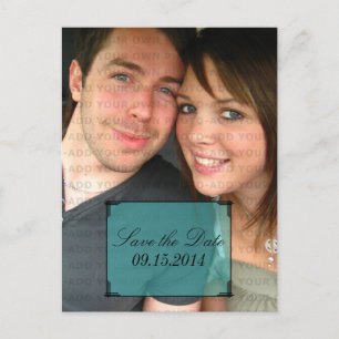 Aqua Art Deco Rahmen Save the Date Postkarte