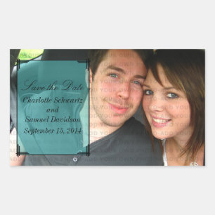 Aqua Art Deco Rahmen Save the Date Stickers