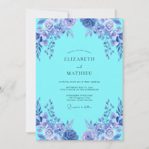 Aqua Ätherische Blütenhochzeit Einladung