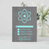 Aqua Atomic Chalkboard Response Card RSVP Karte (Stehend Vorderseite)