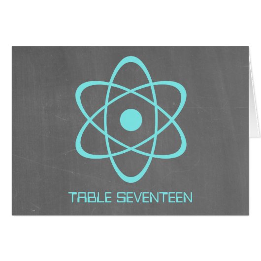 Aqua Atomic Chalkboard Tischnummer Card (Vorderseite (Horizontal))