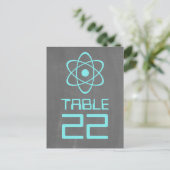 Aqua Atomic Chalkboard Tischnummer Postkarte (Stehend Vorderseite)