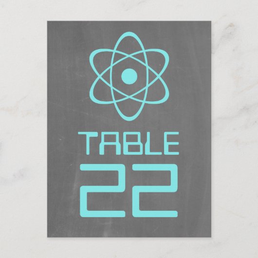 Aqua Atomic Chalkboard Tischnummer Postkarte (Vorderseite)