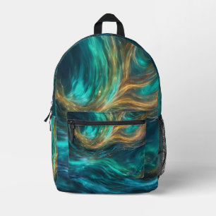 Aqua Aurora Abstrakter Backpack Bedruckter Rucksack
