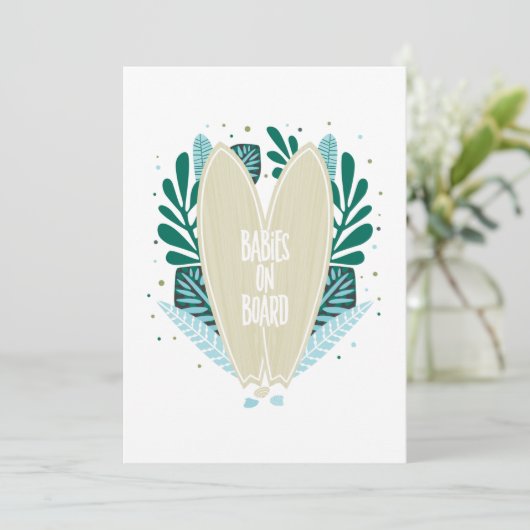 Aqua Baby an Bord Twins Kinderdusche Einladung (Stehend Vorderseite)