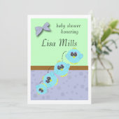 Aqua Baby Bird Einladung (Stehend Vorderseite)