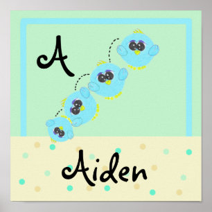 Aqua Baby Bird Poster