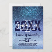 Aqua Baby Blue Triple Glitzer Ombre Abschluss Einladung (Vorderseite)