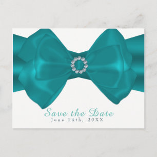 Aqua-Band & Diamanten Eleganter Glam Save-the-Date Ankündigungspostkarte