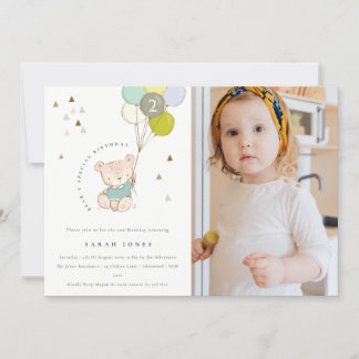 Aqua Bären Ballon Foto jedes Alters Geburtstag Ein Dankeskarte