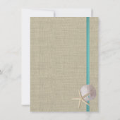 Aqua Beach Burlap und Lace Empfang Einladung (Rückseite)