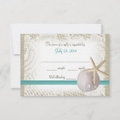 Aqua Beach Burlap und Lace Reply RSVP Karte (Vorderseite)