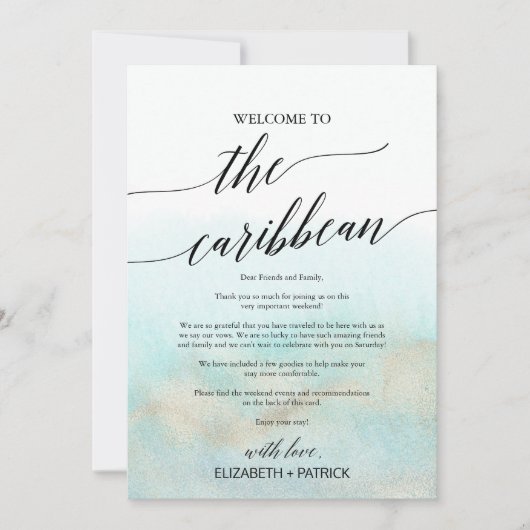 Aqua Beach Caribbean Begrüßungsschreiben & Unterku (Vorderseite)