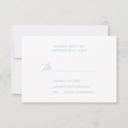 Aqua Beach Coordinated Simple RSVP Card (Rückseite)