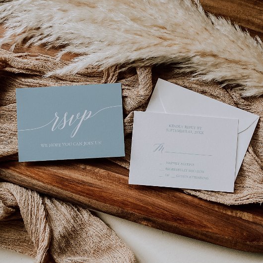 Aqua Beach Coordinated Simple RSVP Card Karte