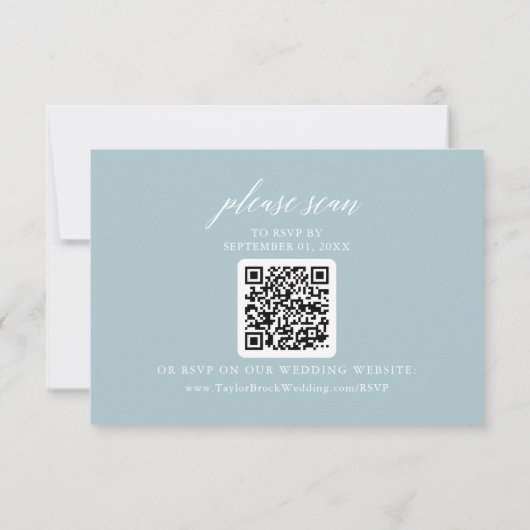 Aqua Beach Coordinated Wedding QR Code RSVP Card (Rückseite)