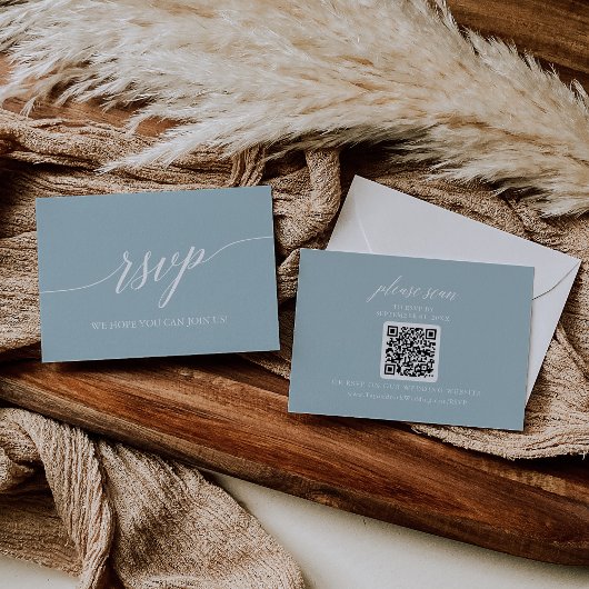 Aqua Beach Coordinated Wedding QR Code RSVP Card