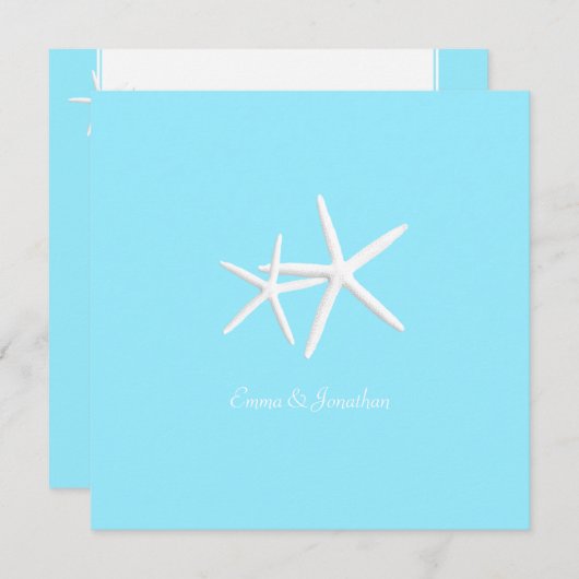 Aqua Beach Hochzeitseinladungen im Stil von Starfi Einladung (Vorne/Hinten)