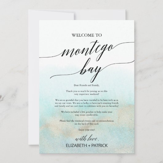 Aqua Beach Montego Bay Begrüßungsschreiben und Rei (Vorderseite)