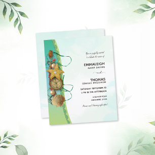 Aqua Beach Muscheln Starfish Compass Wedding