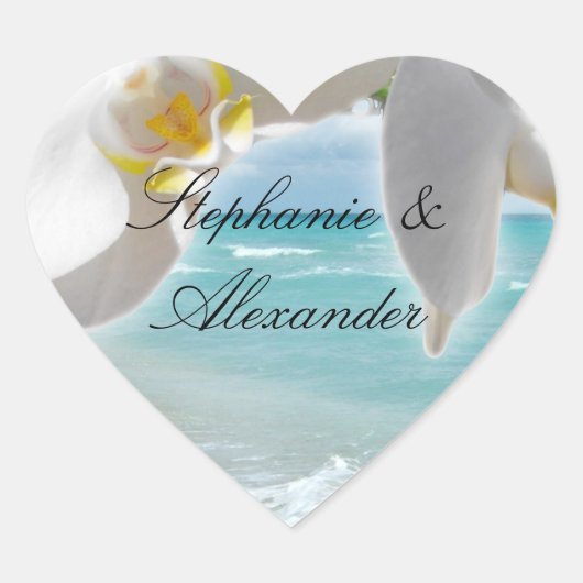 Aqua Beach Orchid Herz-Aufkleber (Vorderseite)