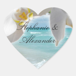 Aqua Beach Orchid Herz-Aufkleber