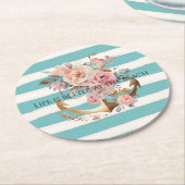 Aqua Beach Streifen Blumenanker Runder Pappuntersetzer (Angewinkelt)