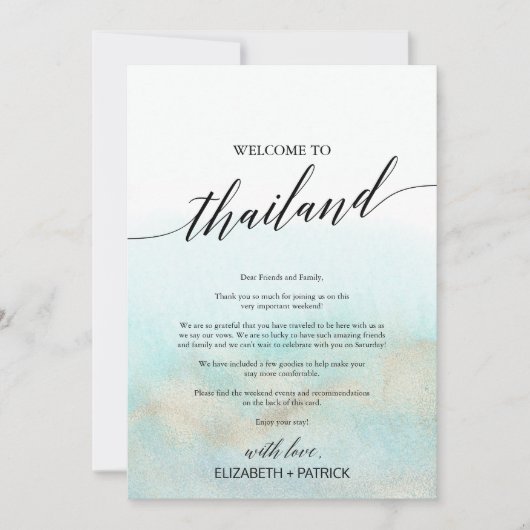 Aqua Beach Thailand Begrüßungsbrief und Informatio (Vorderseite)