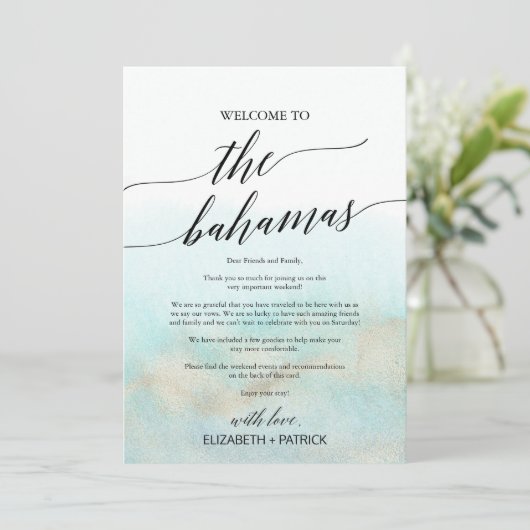 Aqua Beach The Bahamas Begrüßungsschreiben und Aus (Stehend Vorderseite)