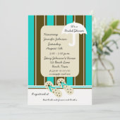 Aqua Beach Thema Bridal Dusche Einladung (Stehend Vorderseite)