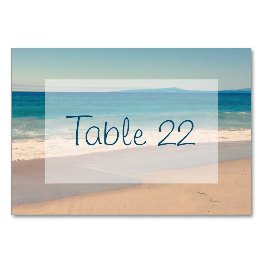 Aqua Beach Wedding Tischnummer (Vorderseite)