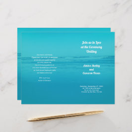 Aqua Beach Zeremonie Folded Wedding Programm