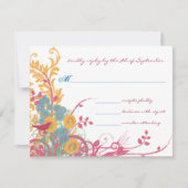 Aqua Beeswax Raspberry Wild Blume Bird Wedding Einladung (Vorderseite)