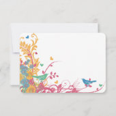 Aqua Beeswax Raspberry Wild Blume Bird Wedding RSVP Karte (Rückseite)