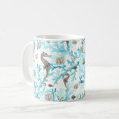 Aqua Beige Seepferd Ocean Meereswelt Kaffeetasse (Vorderseite Links)